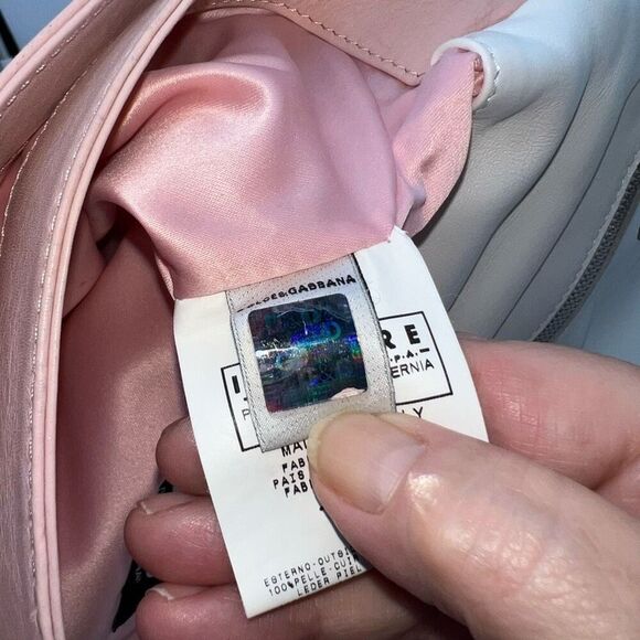 Dolce and Gabbana Lambskin Baby Pink and White Double Pocket Shoulder Bag - Picture 4 of 16